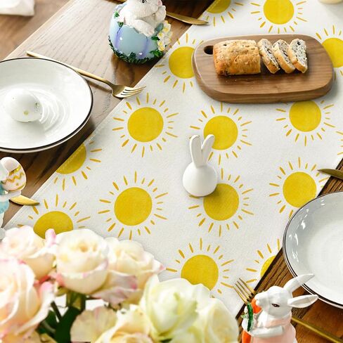 Summer Table Runner First Trip Around The Sun Decorations Here Comes The Son Baby Shower Decor Yellow Sunshine Sun Table Cover Summer Decorations for Home Party in Kuwait