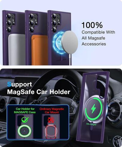 FNDMIL[NO.1 Magnetic for Samsung Galaxy S21 Ultra Case with MagSafe[Military Grade Drop Tested][Translucent Matte][Anti-Fingerprint] Soft Silicone Bumper for Samsung Galaxy S21 Ultra Phone Case,Black in Saudi Arabia