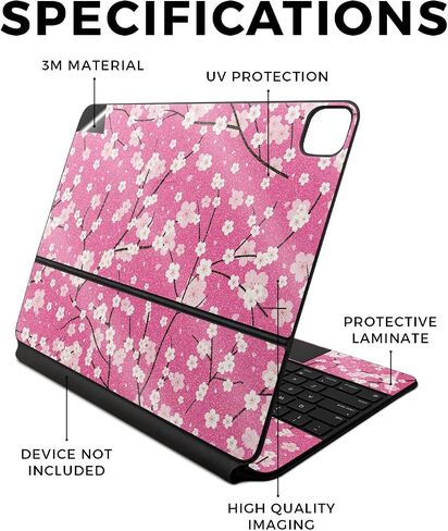 Glossy Glitter Skin Compatible With Apple Magic Keyboard for iPad Air 13-inch (M2) 2024 - Sakura Pink - Premium 3M Vinyl Protective Wrap Decal Cover - Easy To Apply | Crafted in the USA by MightySkins in Kuwait