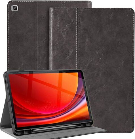 Gexmil Genuine Leather Case for Samsung Galaxy Tab S6 Lite 10.4 Inch with Pencil Holder,Shockproof Protective Adjustable Kickstand Smart Premium Folio Flip Tablet Cover, Yellow Brown in Kuwait