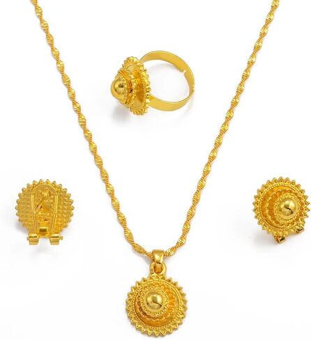 مجموعة المجوهرات الإثيوبية للنساء مجموعة المجوهرات الإريترية الإثيوبية للنساء الإثيوبية مجموعات مجوهرات صغيرة الحجم قلادة أقراط الطوق للنساء أفريقيا هدايا حفلات الزفاف in Kuwait