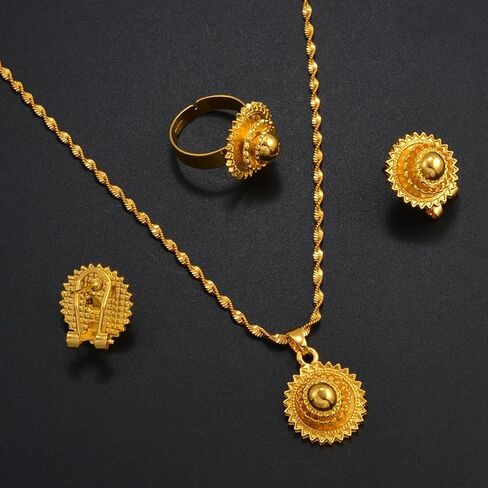 مجموعة المجوهرات الإثيوبية للنساء مجموعة المجوهرات الإريترية الإثيوبية للنساء الإثيوبية مجموعات مجوهرات صغيرة الحجم قلادة أقراط الطوق للنساء أفريقيا هدايا حفلات الزفاف in Kuwait