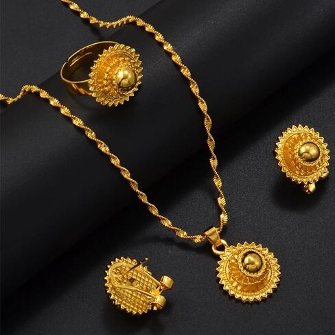 مجموعة المجوهرات الإثيوبية للنساء مجموعة المجوهرات الإريترية الإثيوبية للنساء الإثيوبية مجموعات مجوهرات صغيرة الحجم قلادة أقراط الطوق للنساء أفريقيا هدايا حفلات الزفاف in Kuwait