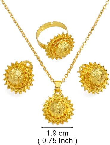 مجموعة المجوهرات الإثيوبية للنساء مجموعة المجوهرات الإريترية الإثيوبية للنساء الإثيوبية مجموعات مجوهرات صغيرة الحجم قلادة أقراط الطوق للنساء أفريقيا هدايا حفلات الزفاف in Kuwait