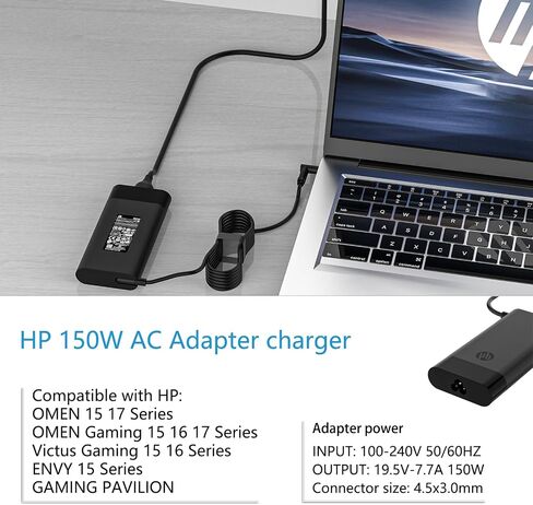 150W Laptop Charger Fit for HP ZBook 15 Pavilion Gaming 15 17 OMEN 15 17 Fit HP L32661-001 710415-001 776620-001 ADP-150XB B 917677-003 L48757-001 TPN-DA03 TPN-DA09 AC Adapter Charger in Saudi Arabia