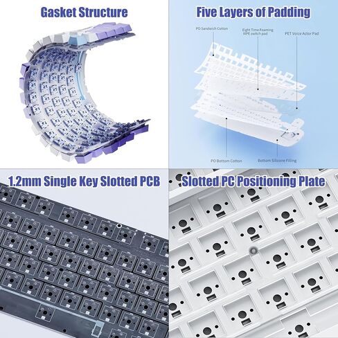 AJAZZ AK820 MAX 75% Gasket RGB لوحة مفاتيح ميكانيكية لاسلكية مع مقبض مستوى الصوت، بلوتوث/2.4G/سلكي 3 أوضاع، 82 مفتاحًا مدمجًا للتبديل السريع، غطاء مفاتيح PBT ثلاثي الألوان، 4000 مللي أمبير في الساعة (أرجواني وأزرق) in Kuwait