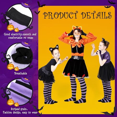 kymqlyw 6 Pairs Over Knee Long Striped Socks for Women Thigh High Sock Stockings Halloween Teen Girls Party Cosplay Stocking Costume（Purple and rose red stripes） in Kuwait