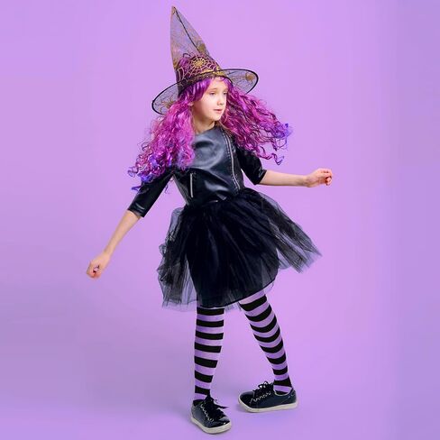 kymqlyw 6 Pairs Over Knee Long Striped Socks for Women Thigh High Sock Stockings Halloween Teen Girls Party Cosplay Stocking Costume（Purple and rose red stripes） in Kuwait