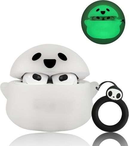 غطاء حافظة الجيل الثالث من AirPods، [يتوهج في الظلام] حافظة شبح ثلاثية الأبعاد من السيليكون الناعم اللطيف لـ AirPods 3، حافظة AirPods 3 المضيئة من الرسوم المتحركة المضحكة للنساء والرجال والأطفال والمراهقين والبنات والأولاد in Saudi Arabia