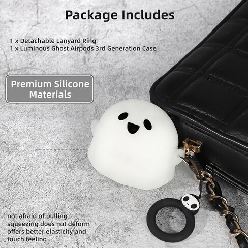 غطاء حافظة الجيل الثالث من AirPods، [يتوهج في الظلام] حافظة شبح ثلاثية الأبعاد من السيليكون الناعم اللطيف لـ AirPods 3، حافظة AirPods 3 المضيئة من الرسوم المتحركة المضحكة للنساء والرجال والأطفال والمراهقين والبنات والأولاد in Saudi Arabia