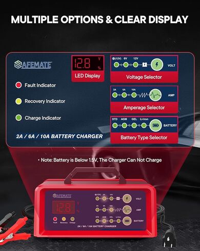 2A/5A Car Battery Charger, 6V/12V Smart Fully Automatic Charger, with Winter Mode, for Car Truck Motorcycle Lawn Mower Boat Marine Lead Acid Batteries in Saudi Arabia