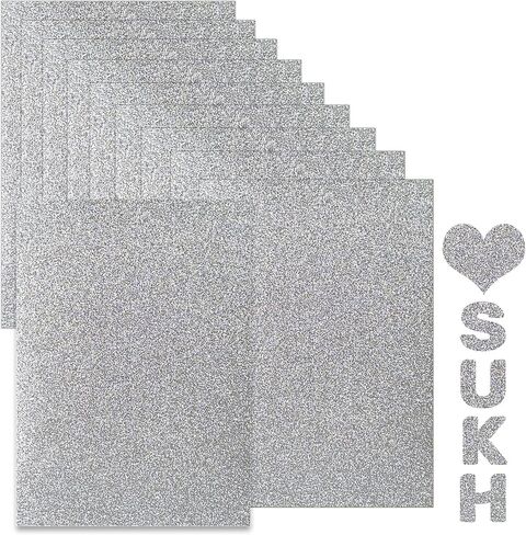 Sukh White Glitter Cardstock Paper - Glitter Cardstock Craft Paper A4 Thick Colored Crafts Christmas Valentines Gift Box Wrapping DIY Wedding Birthday Party Sparkle Decor Scrapbook 250GSM 10pcs in Saudi Arabia