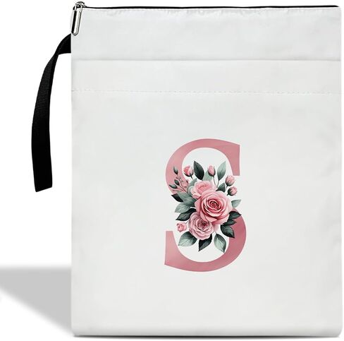 Initials R Book Sleeve with Zipper, Monogrammed Gifts for Women, Floral Book Sleeve for Book Lovers Gift for Teacher Librarian Bookworm Bookish, Personalised Book Protector Cover Pouch Case (zm17) in Saudi Arabia