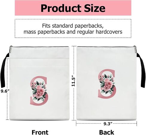 Initials R Book Sleeve with Zipper, Monogrammed Gifts for Women, Floral Book Sleeve for Book Lovers Gift for Teacher Librarian Bookworm Bookish, Personalised Book Protector Cover Pouch Case (zm17) in Saudi Arabia