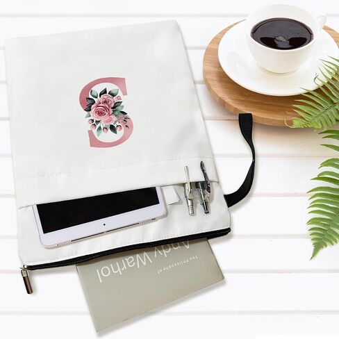 Initials R Book Sleeve with Zipper, Monogrammed Gifts for Women, Floral Book Sleeve for Book Lovers Gift for Teacher Librarian Bookworm Bookish, Personalised Book Protector Cover Pouch Case (zm17) in Saudi Arabia