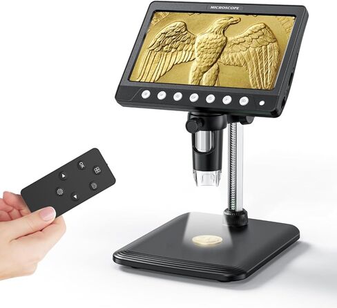 مجهر رقمي للعملات المعدنية LCD 500x، مكبر للعملات المعدنية مع 8 مصابيح LED قابلة للتعديل، عرض للكمبيوتر الشخصي متوافق مع Windows/MacBook، 7 بوصة in Saudi Arabia