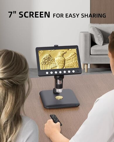 مجهر رقمي للعملات المعدنية LCD 500x، مكبر للعملات المعدنية مع 8 مصابيح LED قابلة للتعديل، عرض للكمبيوتر الشخصي متوافق مع Windows/MacBook، 7 بوصة in Saudi Arabia