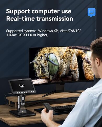 مجهر رقمي للعملات المعدنية LCD 500x، مكبر للعملات المعدنية مع 8 مصابيح LED قابلة للتعديل، عرض للكمبيوتر الشخصي متوافق مع Windows/MacBook، 7 بوصة in Saudi Arabia