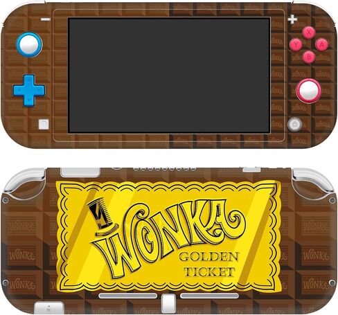 تصميمات غطاء الرأس مرخصة رسميًا من Willy Wonka and The Chocolate Factory Golden Ticket Graphics ملصق فينيل لرسومات الألعاب متوافق مع Nintendo Switch Lite in Kuwait