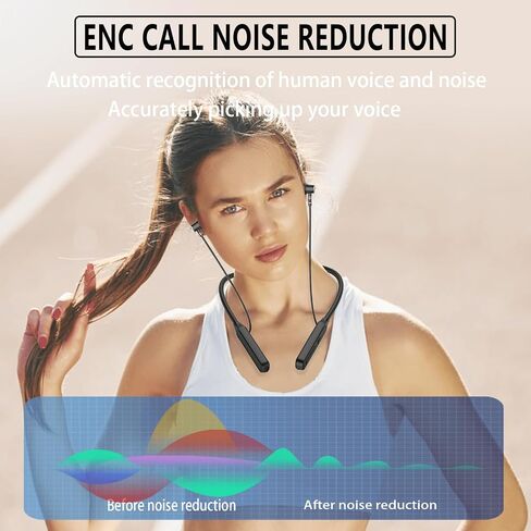 Wireless Earbuds Neckband，V5.2 with Microphone, 35 Hours Playtime, in-Ear Neckband Bluetooth Earbuds，IPX7 sweatproof deep bass is Used for Music Phone Sports. (Black) in Saudi Arabia