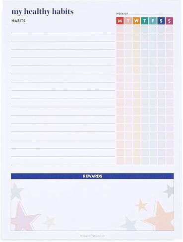 Erin Condren Colorful Kids Checklist Notepad - 25 Pages (7.5" x 10") Teaches Organization with Color Coded Layout, Reward Chart, To Do List on Premium Paper in Saudi Arabia