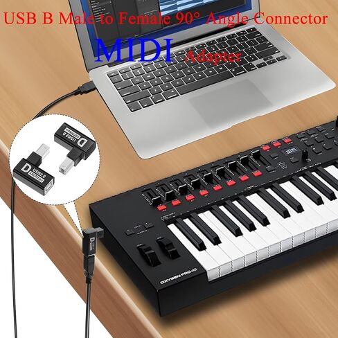QIANRENON 90°Angle USB B Printer Connector MIDI Extender USB Type B Male to Female Adapter Right Angle Plug, Al Shell, 480Mbps, for Printer Scanner Electric Piano Mixer, 2Pcs (Down Bend) in Saudi Arabia