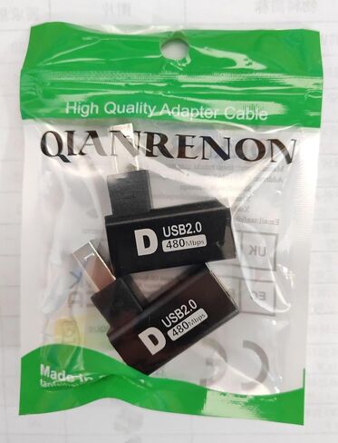 QIANRENON 90°Angle USB B Printer Connector MIDI Extender USB Type B Male to Female Adapter Right Angle Plug, Al Shell, 480Mbps, for Printer Scanner Electric Piano Mixer, 2Pcs (Down Bend) in Saudi Arabia