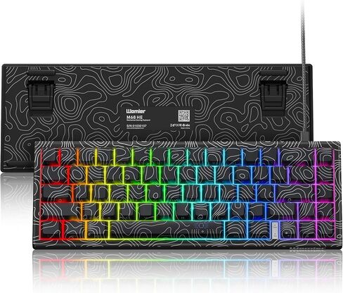 لوحة مفاتيح Womier M68 HE 60% للألعاب، لوحة مفاتيح ميكانيكية سريعة التشغيل، لوحة مفاتيح سلكية RGB مخصصة مع مفتاح مغناطيسي مسبق التشحيم، أغطية مفاتيح طبوغرافية PBT لجهاز Mac/Win - أبيض in Kuwait
