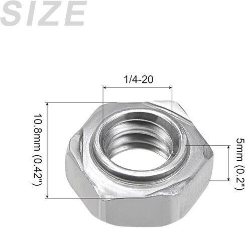Hex Weld Nuts Steel (5/16-18Thread Size) 20Pcs, Carbon Steel Hexagonal Nuts - for Machinery Industry, Home Furniture Repair in Saudi Arabia