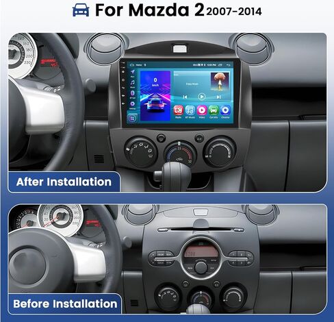 [2G+64G] Hikity Wireless Carplay & Android Auto Car Stereo for Mazda 2 2007-2014, 9 Inch Android 13 HD Touch Screen Car Radio with GPS WiFi BT FM/RDS Backup Camera SWC Dual USB in Saudi Arabia