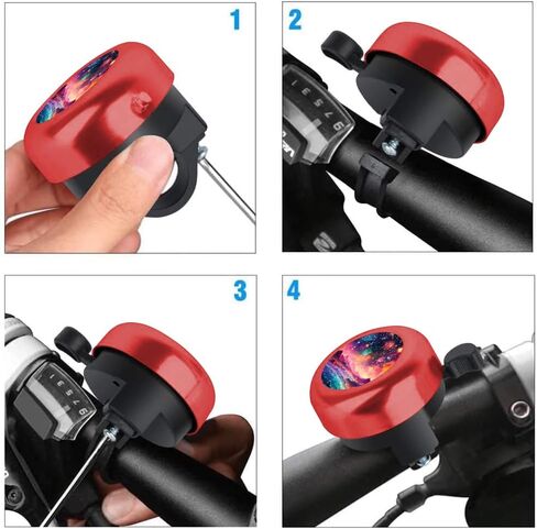 MZELQ Bicycle Bell Cute Clear Sound Adjustable Size Aluminum Bike Accessories Bell Ring for Girls Women Kids Adults, Black(Glitter Pattern) in Saudi Arabia