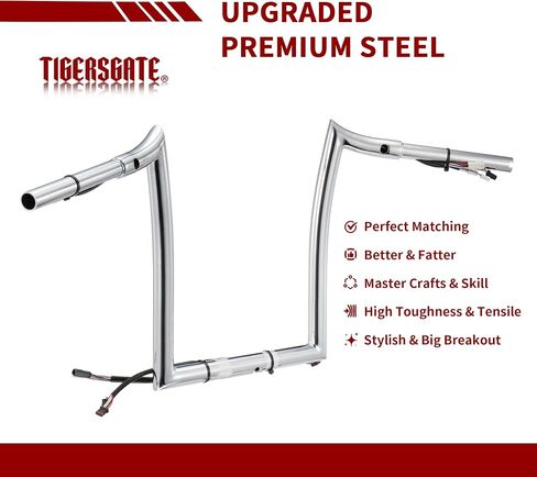 TIGERSGATE Black Pre-wired 14" Rise Road Glide Meathook Monkey Bars 1 1/4" Ape Hanger Handlebars Designed for 2016-up Harley Road Glide Models in Saudi Arabia