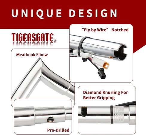 TIGERSGATE Black Pre-wired 14" Rise Road Glide Meathook Monkey Bars 1 1/4" Ape Hanger Handlebars Designed for 2016-up Harley Road Glide Models in Saudi Arabia