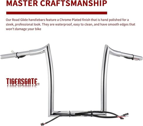 TIGERSGATE Black Pre-wired 14" Rise Road Glide Meathook Monkey Bars 1 1/4" Ape Hanger Handlebars Designed for 2016-up Harley Road Glide Models in Saudi Arabia