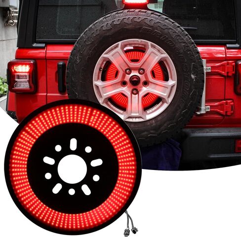 OFFROAD GAMERS Spare Tire Brake Light for Wrangler Third Brake Light Red LED Wheel Light Rear Lights Compatible With 2007-2018 Wrangler JK/JKU & 2018+ Wrangler JL/JLU in Kuwait
