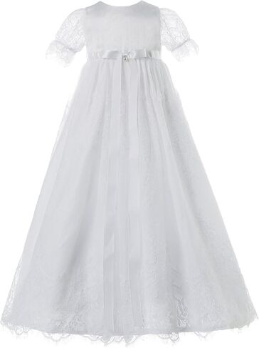 NIMBLE Baby Girls Baptism Christening Elegant Meshed Lace Gown for 0-12 Months in Kuwait