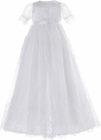 NIMBLE Baby Girls Baptism Christening Elegant Meshed Lace Gown for 0-12 Months in Kuwait