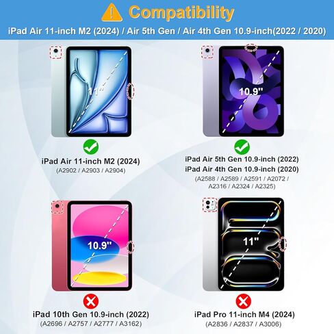 Fintie Clear Case for iPad Air 11-inch M2 (2024), iPad Air 5th Generation (2022) / iPad Air 4th Gen 10.9 Inch - Multiple Angles Viewing Shockproof Cover with Pencil Holder, Starlight in Saudi Arabia