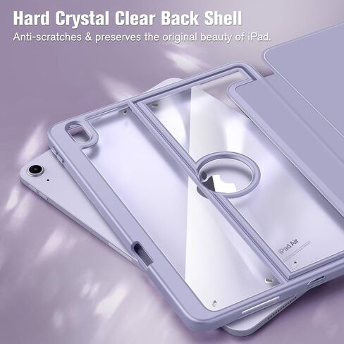Fintie Clear Case for iPad Air 11-inch M2 (2024), iPad Air 5th Generation (2022) / iPad Air 4th Gen 10.9 Inch - Multiple Angles Viewing Shockproof Cover with Pencil Holder, Starlight in Saudi Arabia