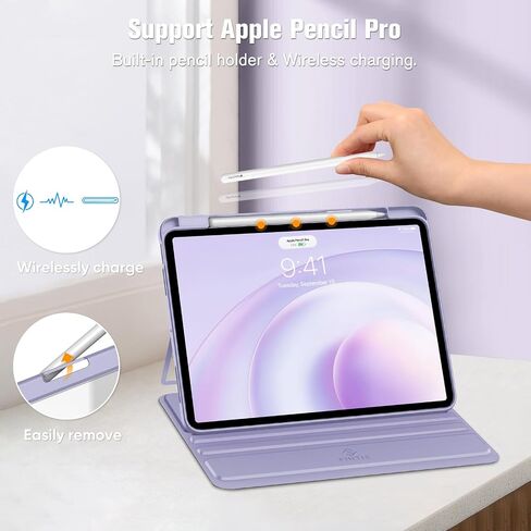 Fintie Clear Case for iPad Air 11-inch M2 (2024), iPad Air 5th Generation (2022) / iPad Air 4th Gen 10.9 Inch - Multiple Angles Viewing Shockproof Cover with Pencil Holder, Starlight in Saudi Arabia