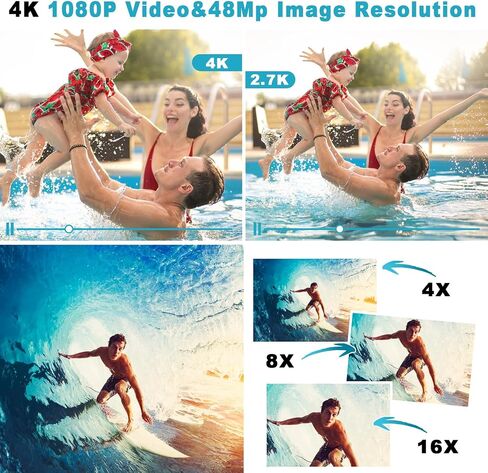 Waterproof Digital Camera, Underwater Camera with 32GB Card(Installed), 4K FHD 48MP Dual-Screen Selfie Under Water Camera for Photography, 10FT Waterproof Camera for Snorkeling, Surfing, Rafting in Kuwait