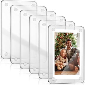 Remerry 48 Pcs Acrylic Refrigerator Magnet Mini Picture Frame 2 x 3, Double Sided Clear Fridge Magnetic Photo Magnetic Picture Display Frame for Film Photos Cards Stamp, 2.36 x 3.54 Inch