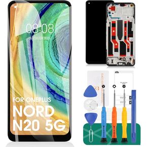 OLED لOneplus Nord N20 5g شاشة LCD بديلة لشاشة Oneplus Nord N20 cph2459 مجموعات إصلاح محول الأرقام لمجموعة شاشة Oneplus GN2200 LCD التي تعمل باللمس مع الإطار (غير مناسب لـ N200 5g)