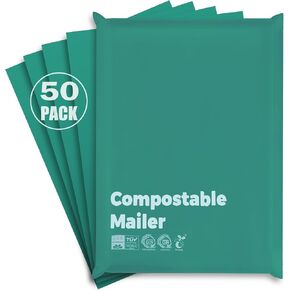 100% Compostable 10x15 inch Shipping Bags with Self Seal Waterproof Shipping Mailers with Eco Friendly Packaging Envelopes Supplies Mailing Bags BPI Certified Pink, 50 Counts