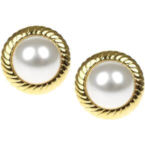 أقراط Kenneth Jay Lane ذات أزرار اللؤلؤ مع حواف من الساتان المطروق أو ملتوي أو حبل ملفوف in Kuwait