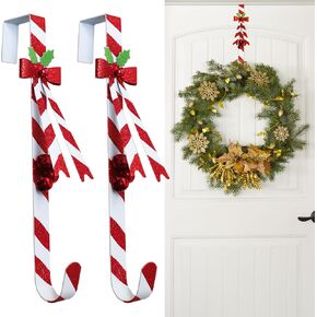 2 حزمة شماعة إكليل للباب الأمامي، شماعة إكليل، 13.78 بوصة لتزيين الهالوين خطاف إكليل معدني، شماعة باب لإكليل الباب الأمامي... in Kuwait