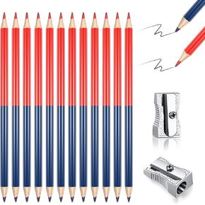 36 Pieces Checking Pencils Red and Blue Erasable Pencils Double Colored Pencils Pre Sharpened Pencils 2 HB with 2 Pieces Sharpeners for Checking Map Marking Coloring Tests Grading