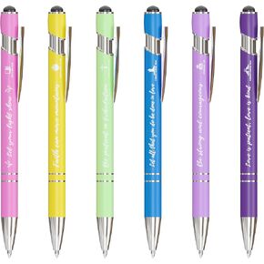 INSADA Stylus pen set of 10, ballpoint pen with Bible inspirational verses, thank you gift for men, women, school office, black ink