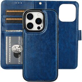Bocasal Detachable Wallet Case for iPhone 16 Pro RFID Blocking Card Slots Holder Premium PU Leather Magnetic Kickstand Shockproof Wrist Strap Removable Flip Protective Cover 5G 6.3 inch (Brown)