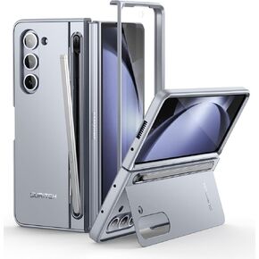 SURITCH for Samsung Galaxy Z Fold 5 Case with Kickstand and New Slim S Pen Holder, Built-in Screen Protector, Phone Case for Z Fold 5 2023 [S Pen NOT Included]-ICY Blue